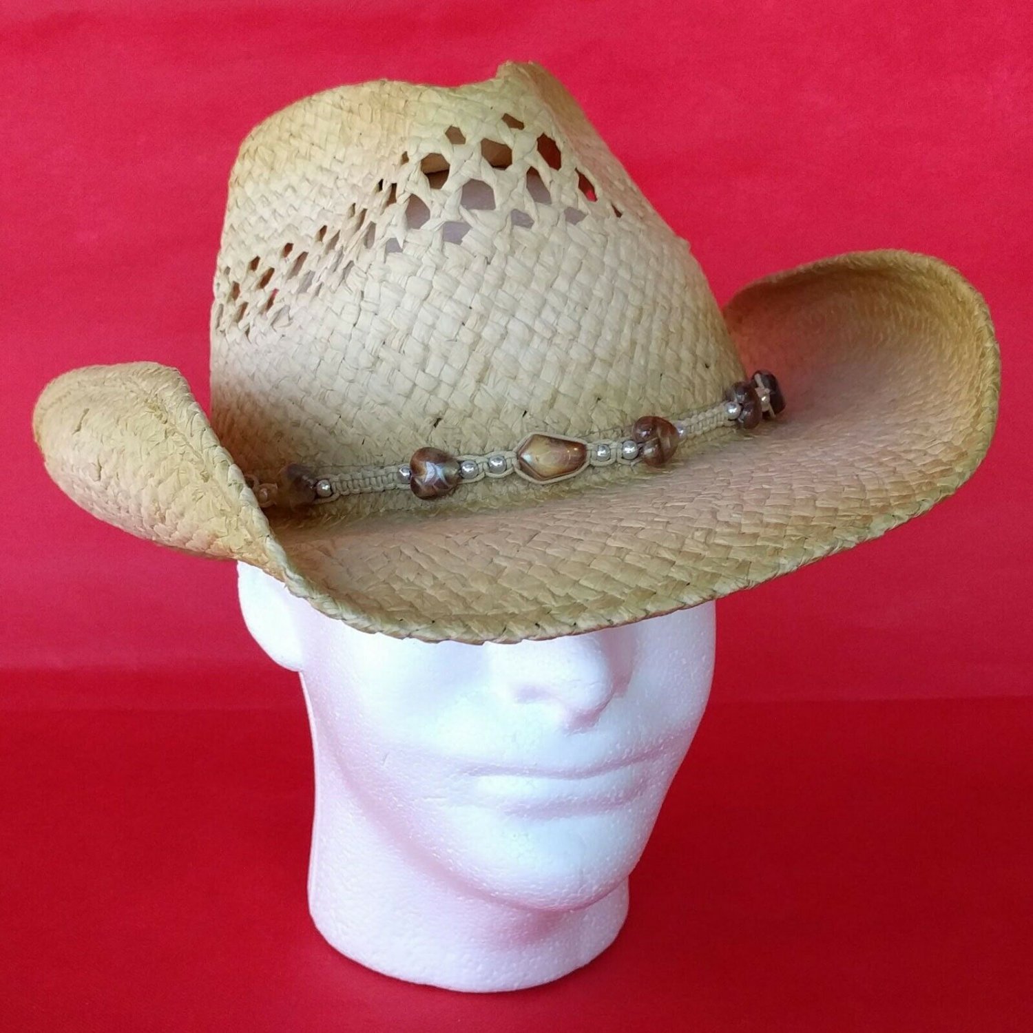 Western Straw Cowboy Hat Leon Leathers Desperado Collection One Size