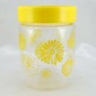Corning Glass Yellow Daisy Vintage 6" Jar Canister w/ Push-on Lid & Gasket