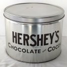 Hershey's Chocolate and Cocoa Silver Candy Tin 10" Round x 7.5" Tall ~ EMPTY