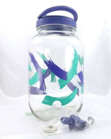 Anchor Hocking Sun Tea Beverage Dispenser Gallon Green & Purple Abstract Swatch