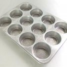 Heavy Aluminum Muffin Cupcake Tin Vintage 12 Count w/ Rolled Edges
