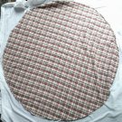 Stripes Checkered Round Tablecloth Vintage Green Beige White Stripe 63" Diameter