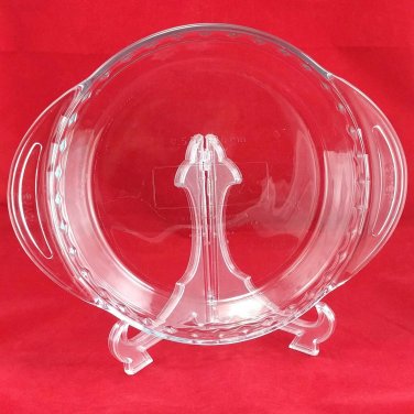 Pyrex 2229 Pie Plate 9&Acirc;&frac12;" Blue Tint Deep Dish Fluted Edge Tab Handles Made in USA