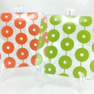 Pair Vintage Pop Art Inspired Dishes One Each Orange & Green Linked Circles