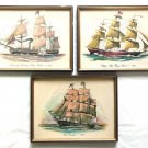 Tall Ships Color Prints Savannah Flying Cloud Old Ironsides Erlo Rahmen Lot of 3