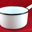 Vintage Enamelware White Pot 7 Cup w/ Black Trim & Heavy Gauge Steel