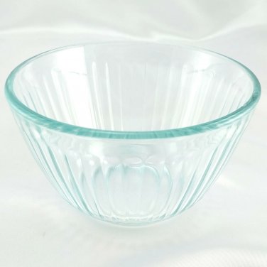 Pyrex 7401-S Ribbed Side Vintage Blue Glass Serving Bowl 3 Cup ~ CHIPPED RIM