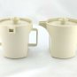Tupperware 1414 1415 Sugar Creamer Almond Beige Push Button Lids Made in the USA