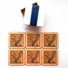 Pimpernal Oriental Expressions Coasters Vintage Cork Back 4" x 4" Original Box