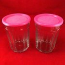Luminarc 16 Ounce Tumblers 10 Panel Glasses w/ Aftermarket Pink Seals