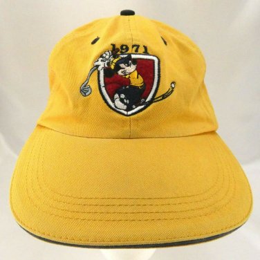 Disney Mickey Mouse Golf Hat AHEAD Vintage 1971 Gold Black Strapback