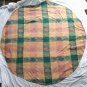 Maple Leaf Plaid Round Tablecloth Vintage Green Beige Rose Stripe 60" Diameter