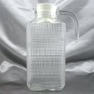 Hobnail Diamond Cut Glass 2qt Cocktail Pitcher Art Deco w/ Plastic Push-in Lid