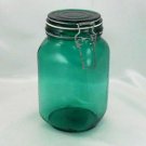 Emerald Green Wire Bail Jar Canister Square Shaped w/ Rounded Corners