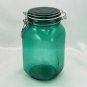 Emerald Green Wire Bail Jar Canister Square Shaped w/ Rounded Corners