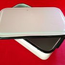 Enamelware Medical Instrument Tray with Lid White w/ Black Trim 12½" x 8" x 3¾"