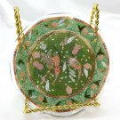 Pheasants in the Field Raised Textured Glass Gold Trim Scalloped Candy Mint Dish