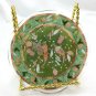 Pheasants in the Field Raised Textured Glass Gold Trim Scalloped Candy Mint Dish