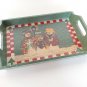 Country Holiday Snowman Display Tray Home Decor Faux Vintage Crackle Paint