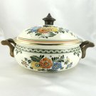 ASTA Enamelware on Steel 2qt Dutch Oven Brass Handles Made in Germany ~ NO CHIPS
