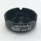 Vintage Golden Nugget Black Glass Ashtray Gambling Downtown Las Vegas ~ CHIPPED