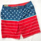 Goodfellow & Co Board Shorts Red White Blue Below Knee Swim Trunks Mens Sz 38