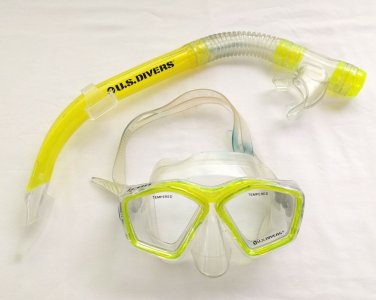 U.S. Divers ICON Mask Snorkel Set Adjustable Adult Snorkeling Yellow
