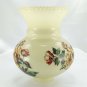 Vintage Lamp Globe Hand Painted Floral Shade on Ivory Glass Sconce Serrated Edge