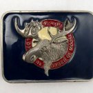 Enameled Belt Buckle Loyal Order of Moose Red White & Blue 2-7/8"" x 2-1/8"