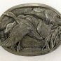 Mallards in Flight Pewter Belt Buckle Vintage 1983 Siskiyou 3-1/8" x 2-1/4"