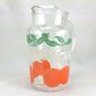 Orange Juice Pressed Glass 1 Quart Vintage 1960s Pitcher w/ Fruit & Leaves