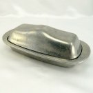 Wilton Pewter Butter Dish w/ Glass Insert Plough Tavern Design - Made in the USA