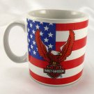 Harley Davidson Softail & USA Flag Ceramic Coffee Mug An American Legend