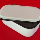 Enamelware Medical Instrument Tray with Lid White w/ Black Trim 8" x 5" x 2½"