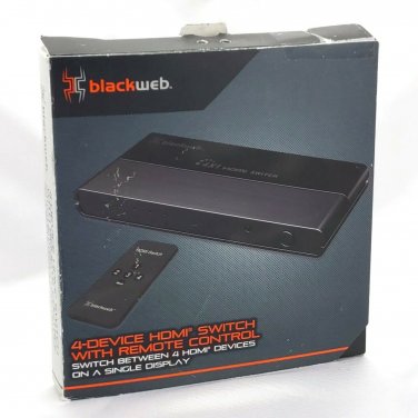 BlackWeb 4-Device HDMI Switch w/ Remote Control BWA19AV904 ~ NEW BATTERY