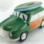 Beachcombers Green Woody Station Wagon Coin Piggy Bank 2011 Ceramic w/ Surfboard