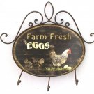 Farm Fresh Eggs Key Holder Faux Vintage Rustic French Country Metal Wall Sign