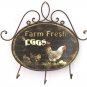Farm Fresh Eggs Key Holder Faux Vintage Rustic French Country Metal Wall Sign