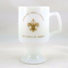 Boy Scouts of America Mug Overland Trails Council Milk Glass Footed Coffee Tea