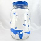 Vintage Sun Tea Beverage Spout Dispenser Sea & Sailboats Gallon Pour Lid Handle