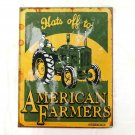 Desperate #1173 Hats Off to American Farmers Faux Vintage Tin Sign ~ Made in USA