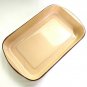 Enamelware Vintage Steel Roaster Pan Almond w/ Brown Trim ~ NO LARGE CHIPS