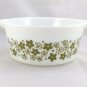 Pyrex 474-B Spring Blossom Crazy Daisy 1½ qt Casserole Dish Green on Milk Glass