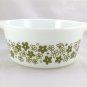 Pyrex 474-B Spring Blossom Crazy Daisy 1&Acirc;&frac12; qt Casserole Dish Green on Milk Glass