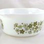 Pyrex 474-B Spring Blossom Crazy Daisy 1&Acirc;&frac12; qt Casserole Dish Green on Milk Glass