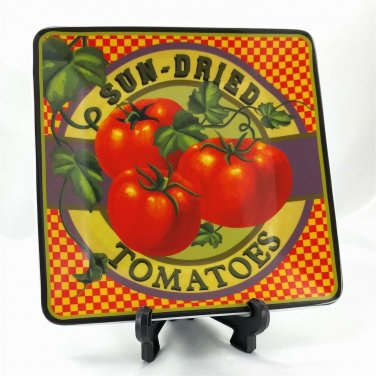 Harry & David Serving Plate Vintage 2008 Sun Dried Tomatoes 8" Square Ceramic