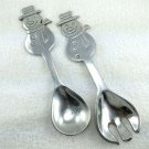 Snowmen Aluminum Salad Spoon & Fork 10" Serving Set