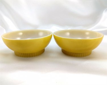 Fire King Rib Base Bowls 5" Vintage Olive Green Cereal Chili Serving