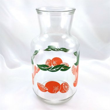 Anchor Hocking Oranges & Leaves Vintage Pebble Bottom & Logo Juice Carafe NO LID