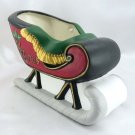 LARGE Santa Claus Ceramic Sleigh 11" x 7" Unglazed Display Planter Ornament